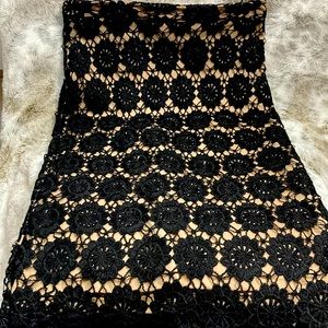 Cream black laced pencil skirt